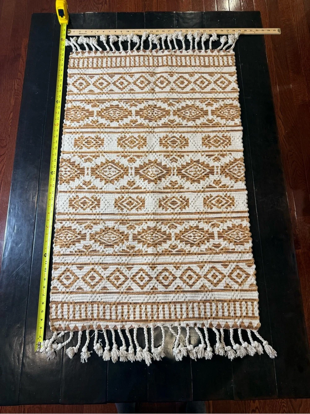 Patina Vie Aztec Cotton Rug 28x48 Boho Southwestern Geometric Fringe India